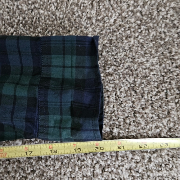 J Crew Shirt Mens Large Green Blue Tartan Plaid Flannel Stretch Fit Button Up - Picture 4 of 14